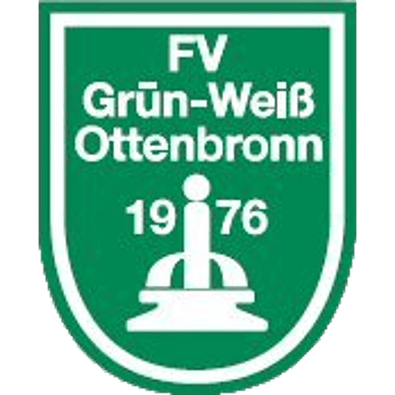 Club emblem of FV Grün-Weiß Ottenborn: a green shield with white border, their name and the year 1976.